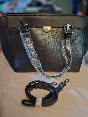 Jolene Couture NWT Medium Black Handbag With Black Small Crossbody And Wallet